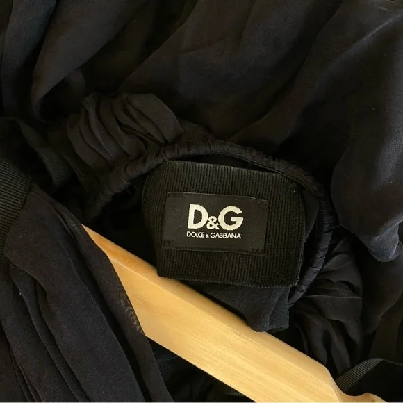 D&G Dolce & Gabbana || High Neck Halter Ruffle Dress Embellished Silk Black 42 6 - Picture 10 of 10